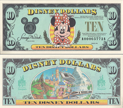 ミニーマウス $10紙幣