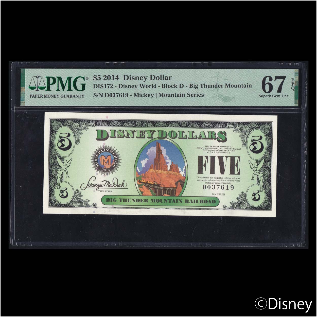 2014 $5 Mickey DIS172 PMG 67EPQ