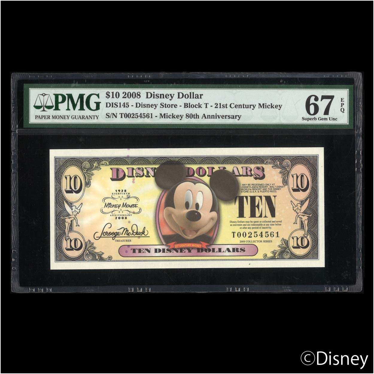 2008 $10 Mickey DIS145 PMG 67EPQ