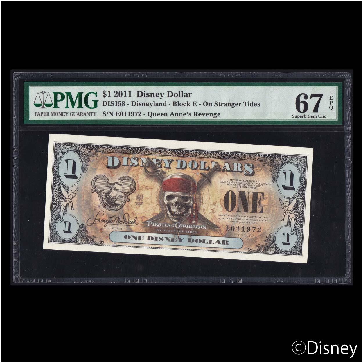 2011 $1 Pirates Of Caribbean DIS158 PMG 67EPQ