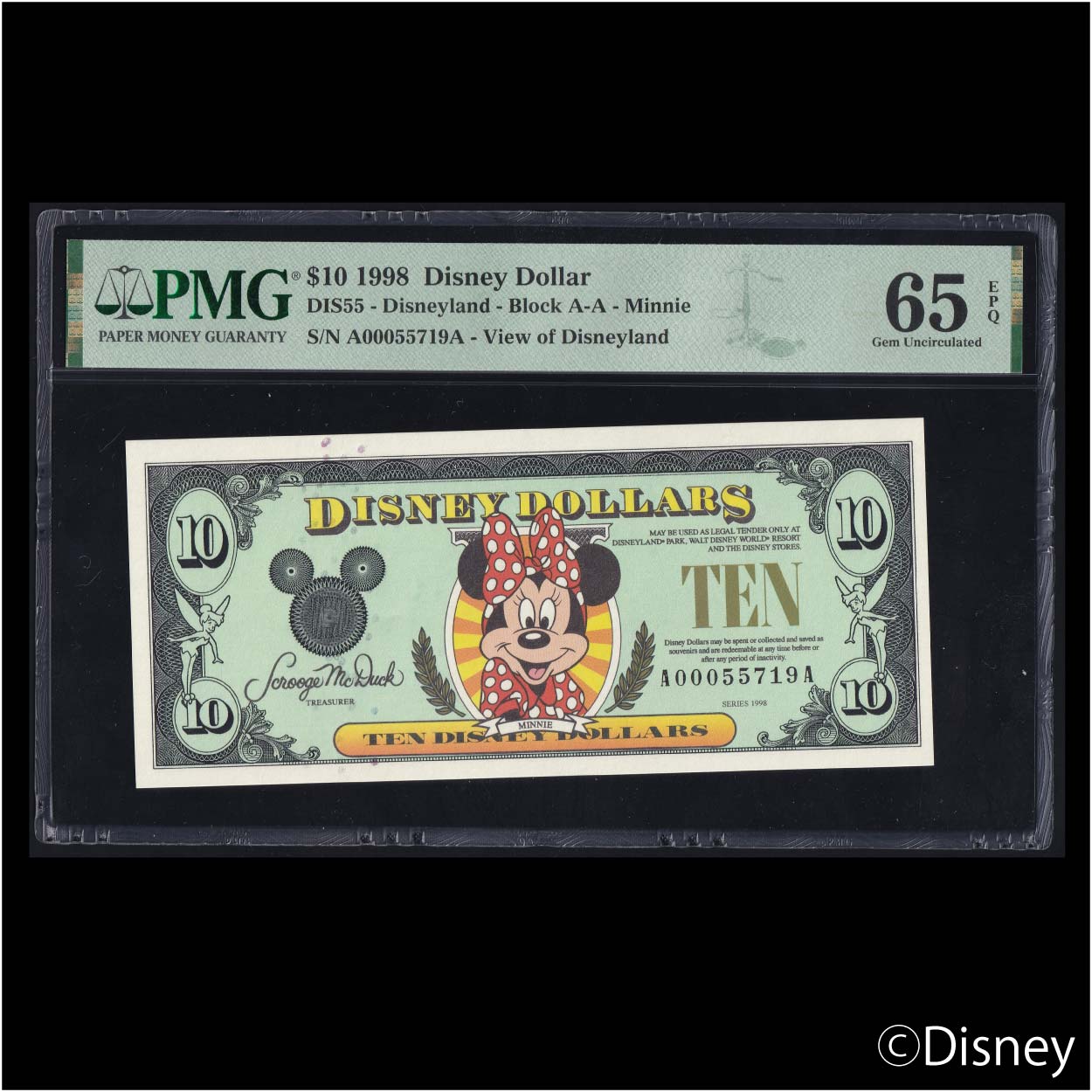 1998 $10 Minnie DIS55 PMG 65EPQ
