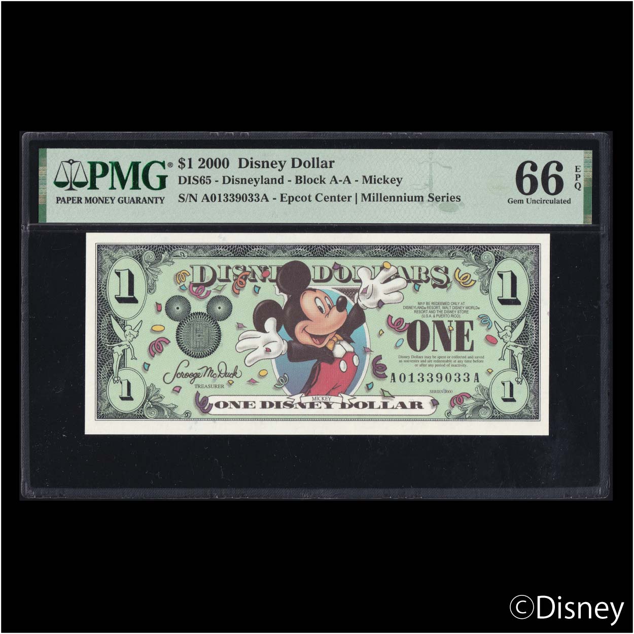 2000 $1 Mickey DIS65 PMG66EPQ