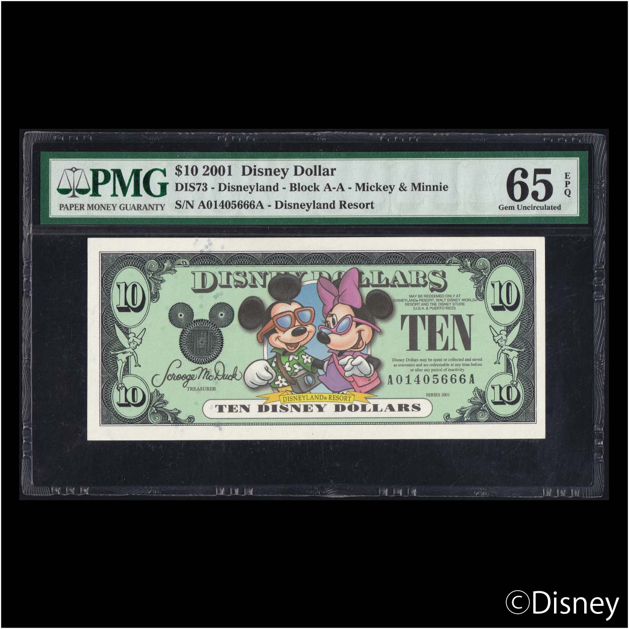 2001 $10 Mickey DIS73 PMG 65EPQ