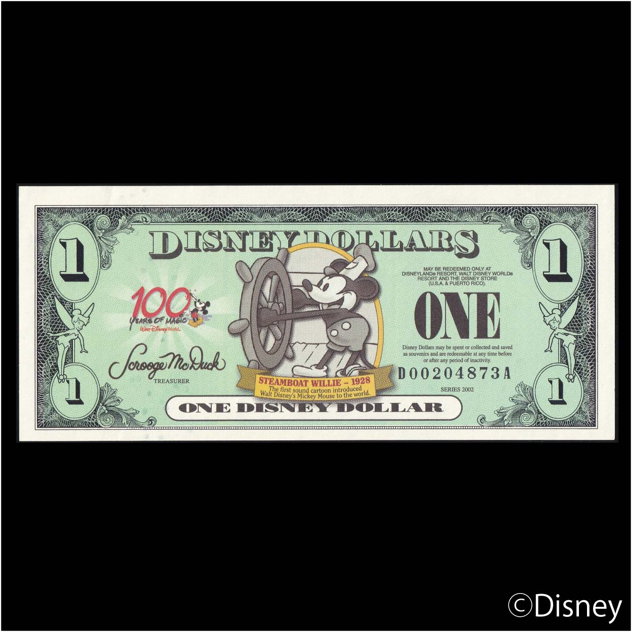 2002 $1 Steamboat Willie R-80【未鑑定】