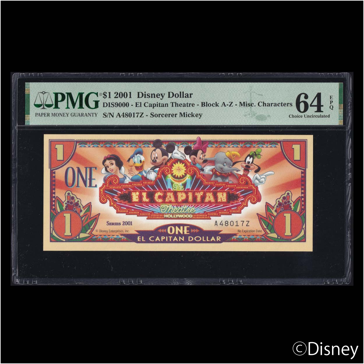 2001 $1 El Capitan Theatre DIS9000 PMG 64EPQ