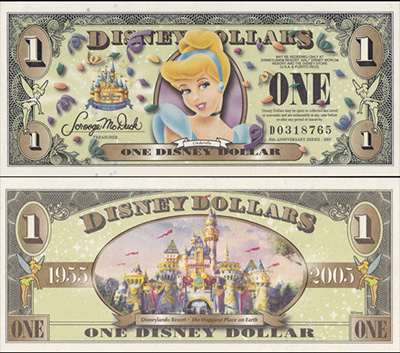 ディズニーランド50周年 $1紙幣